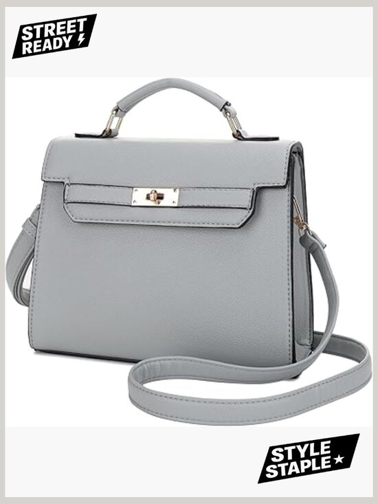 Handbags - Top Handle Satchel with Detachable Strap Small Pebbled Leather Crossbody Bag